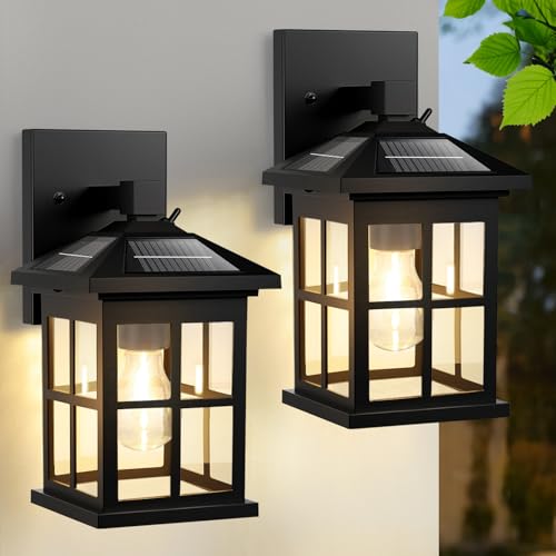 BesLowe Solar Outdoor Wall Lights, Dusk to Dawn LED Porch Light, 2-Pack by BesLowe - Used condition - US$57.11