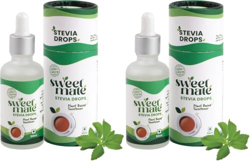 Image of Sweetmate Stevia Drops (50ml, 1000 Drops) - Stevia Leaf Extract Natural and Sugar Free - Zero Calorie, Non GMO, for Weight Watchers and Keto Diet, Liquid Sweetener (Pack of 2)