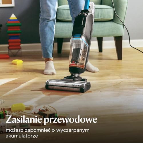BISSELL CrossWave HF2, Odkurzacz Piorący na Mokro i Sucho z Kablem, Odkurzanie i Mycie w Jednym, Lekki Odkurzacz z Funkcją Mycia o Wysokiej Mocy, Odkurzacz Wodny, Tylko do Twardych Podłóg, 3845N
