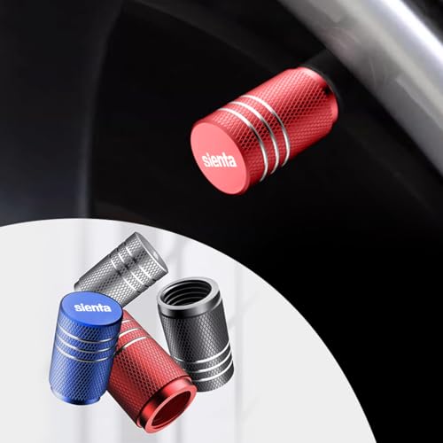 シエンタ 専用 エアバルブキャップ 内蔵Oリング密封構造 SIENTA 新型 シエンタ 10系 170系 アクセサリー ドレスアップ 外装パーツ タイヤバルブキャップ 軽量アルミ合金 高強度 耐腐食 カー用品 (4個セット レッド)