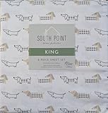 South Point Home Fashions 6-Piece Printed Sheet Set - Queen/King | 17' Extra Deep | Cool, Crisp, Breathable Bed Sheets - Brushed for Softness (Dachshund, King (U.S. Standard))