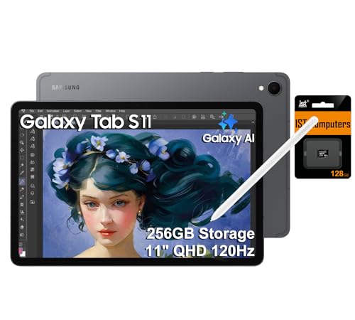 Image of Samsung Galaxy Tab S11 AI Tablet, 11 inch 120Hz AMOLED 2X, 128GB Storage + 128GB SD Card, 12GB RAM, S Pen, 2K+ Touchscreen, Lightweight, Slim Tablet, 18-Hr Long Battery Life, 13MP + 12MP Camera, SM-X730