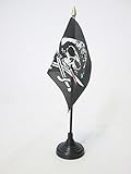 Tessuto : Poliestere 100D AZ FLAG Bandiera da Tavolo Pirata SCIABOLA 15x10cm Punta Dorata - Piccola BANDIERINA dei Pirati – Teschio 10 x 15 cm