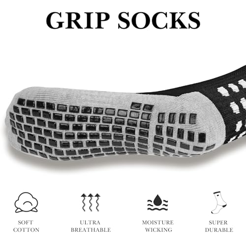 Linkidea Kids Soccer Grip Socks (2 Pairs), Anti Slip Soccer Socks for Kids Age 6-9, Soccer Non Slip Socks with Grip Pads2