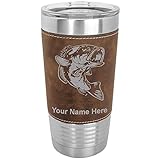 20oz Vacuum Insulated Tumbler Mug, Bass Fish, Personalized Engraving Included (Faux Leather, Rustic)