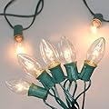 GOOTHY C9 Clear Christmas String Lights, 25Ft Outdoor Christmas Lights with 26 Warm White Bulbs, Hanging Roofline String Lights Vintage Christmas Lights UL Listed for Patio Garden Backyard Decor