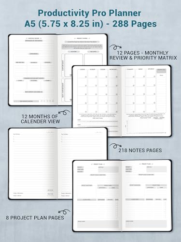 Image of DOODLE Productivity Pro Planner Gift Set 2026 | A5 Executive Planner (288 Pages) + Desk Calendar + Activity Book + 4 Sticker Sheets + Mobile Stand | Smart Gift Box for Professionals & Executives