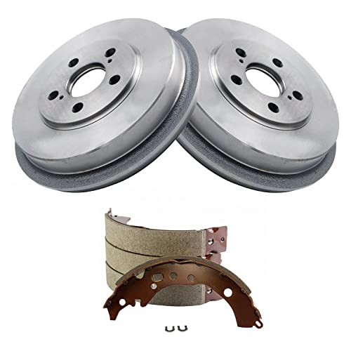 TRQ Rear Brake Shoes & Drums Kit Compatible with 2008-2014 Scion xD