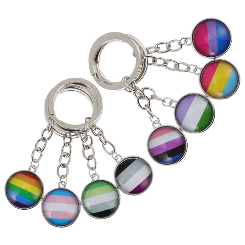 Hemobllo Juego de 8 Llaveros Arcoíris de Acero Inoxidable y Vidrio Colgantes Coloridos para Decoración de Bolsos Llaveros Prácticos para Obsequio Lgbt Orgullo Gay y Lesbianas
