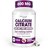 Shiny Leaf Bariatric Calcium Citrate 600mg with Magnesium & Vitamin D3, Cherry Flavor Fast Dissolve Tablets, High Absorption Calcium Supplement, Non-Chalky Alternative to Chewable Gummies, Pack of 1