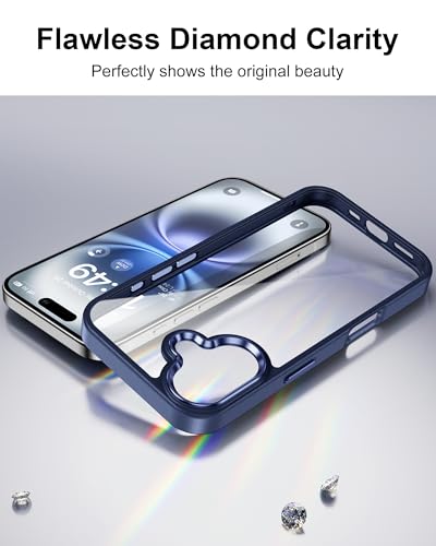 Image of HOOMIL Case for iPhone 16 Plus 6.7-Inch, Non-Yellowing, Drop Protection, Anti-Scratch Transparent Hard Back Phone Cover - Blue
