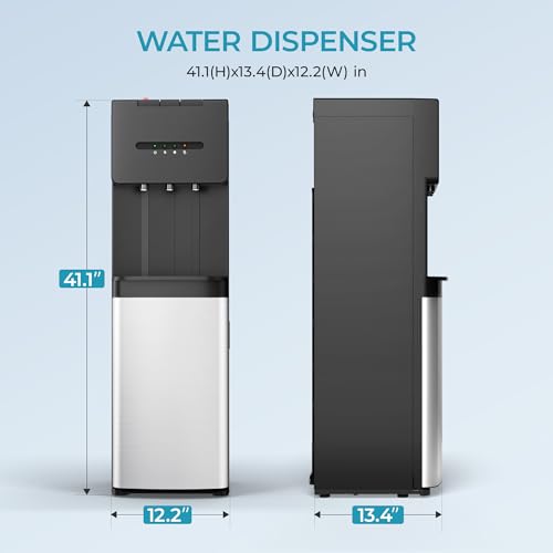 Image of EUHOMY Bottom Loading Water Cooler Dispenser for 5 Gallon Bottle, 3 Temperature Settings - Cold, Warm & Hot, with Child Lock, LED Display Light, Water Cooler for Home, Office, Apartment, Black