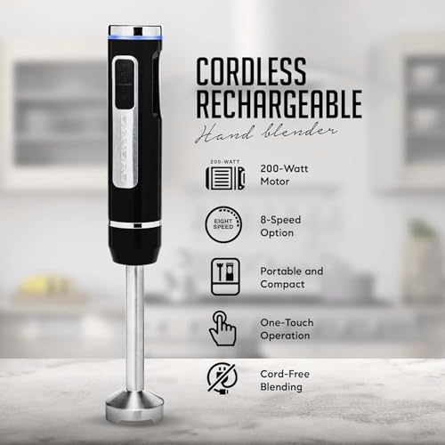image for OVENTE Cordless Immersion Hand Blender, Rechargeable Handheld Portable