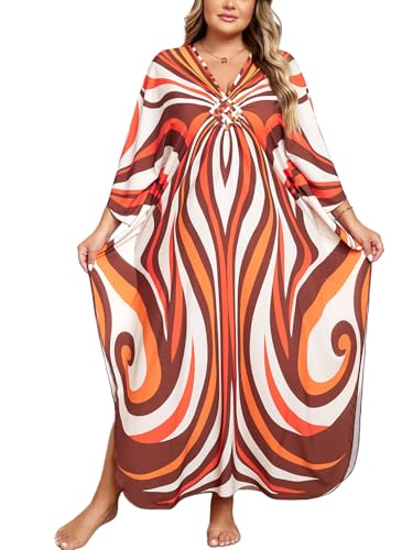 Image of Kaftan Dress for Women - Plus Size Caftan Maxi Beach Dress Moo Moos Loungewear, Swimsuit Cover Up for Beach, Pool or Vacation