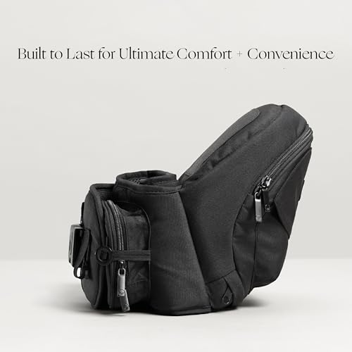 Image of Tushbaby Original Hip Seat Baby Carrier for Babies & Toddlers up to 45 lbs, Safety Certified, Lightweight No-Foam Design with Storage, Black