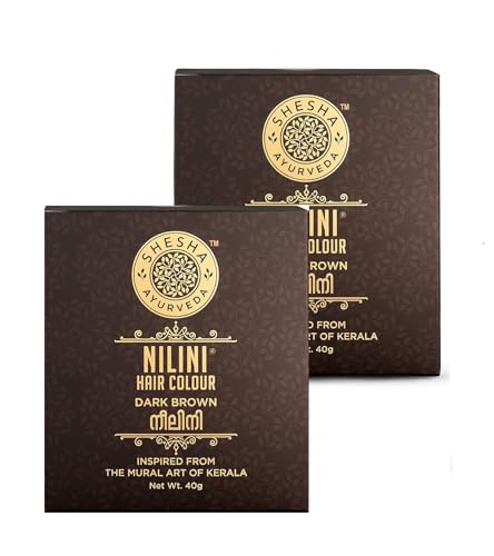 SHESHA AYURVEDA Combo Of Ayurvedic Nilini Hair Colour Dark Brown - No Ammonia, No Bleach,No Peroxides, Natural Colour - 40G Pack Of 2 (Brown).