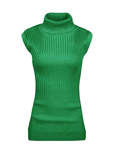 Image of v28 Women Sleeveless High Neck Turtleneck Stretchable Knit Sweater Top