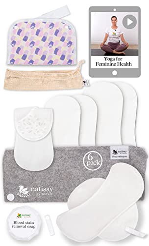 Image of Non-Slip, Organic Reusable Menstrual Pads for Light Flow (6 Pack S+M) - Leak Proof & Odor Free Cotton Cloth Pads for Women & Teens - High-Temp Washable, Soft & Skin-Safe for All-Day Period Comfort