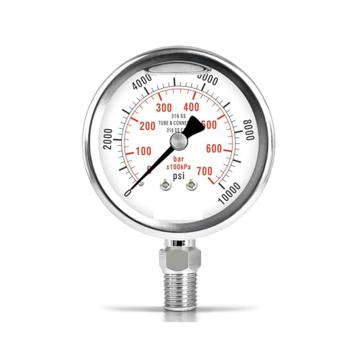Manomètre 10000 lb/po² acier inoxydable pour mesure de pression hydraulique haute performance