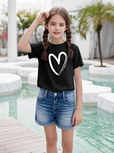 Girls Short Sleeve T Shirts Kids Summer Tops Crewneck Basic Graphic Tees 5-14 Years3