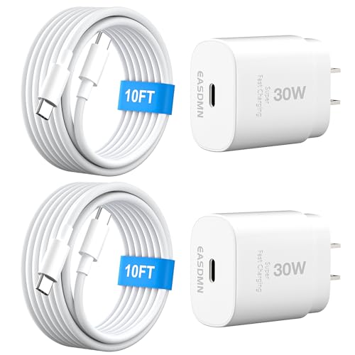 30W USB C i Phone 16 15 Charger Fast Charging, 2PACK Wall Charger for iPhone 16 15 Pro Max Charger Cord 10FT Fast Type C Charger Block for iPhone 16/16 Pro/15 Plus/15 Pro/15 Pro Max,i Pad Pro/Air/Mini