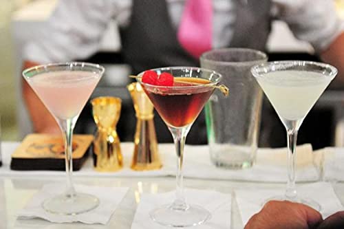 Image of Martini Glasses 180 ml Hand-Blown Crystal Martini Glass Set | Elegant Cocktail Glasses for Bar, Whiskey, Gin, Tequila | Goblet Gift Set for Birthday, Housewarming-Clear. Set of 6 (Tea$$)