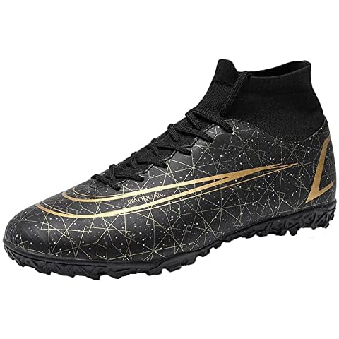 Men's Football Boots AG/FG Cleats Soccer Shoes Comfortable Training Indoor/Outdoor Athletics Sneakers,Black B,8.5 UK Cover