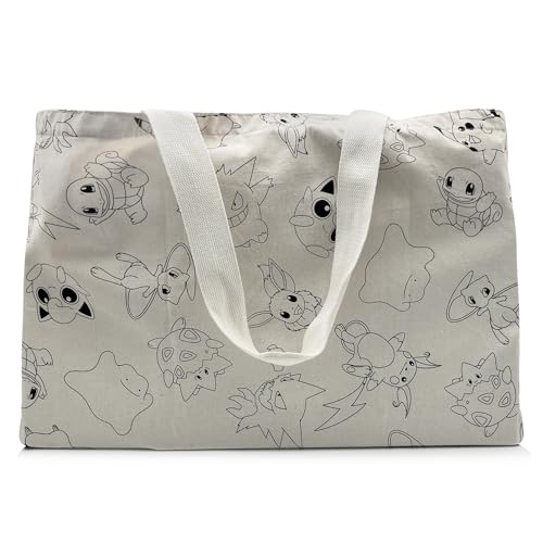 Sac de plage Pokémon 100% coton grand format léger et pliable avec motifs