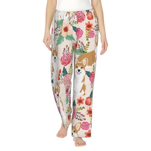 Cadeau maman et fille : pantalon pyjama Corgi en flanelle ultra douce à poches