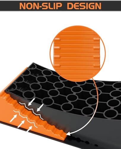 Image of RV Leveling Blocks Ramp Kit, 2 Packs Camper Leveler System for Travel with Two Chocks, 2 Anti-Slip Mats, 1T Bubble Level and Carry Bag, Up to 35000 LBS, Easier & Faster to Level Camper-Orange