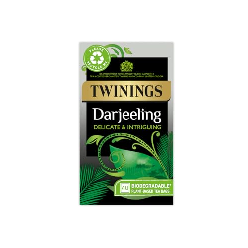 Twinings Darjeeling Tea | Light, Delicate & Intriguing Black Tea | Fragrant & Golden Indian Tea Blend | 40 Biodegradable Tea Bags