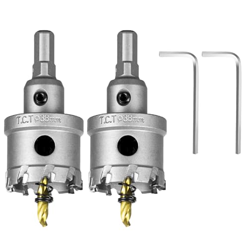 Image of SALI 1-1 /2 inch (38mm) TCT Hole Saw Kit Tungsten Carbide Tipped Hole Saw Drill Bit with Titanium-Plated Pilot Drill bit for Metal, Stainless Steel, Iron, Wood, Plastic 2pcs