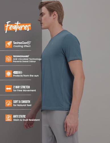 Image of TECHNOSPORT Men's Polyester Regular Fit T-Shirt