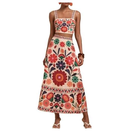 Floral Halter Crop Top and Maxi Skirt