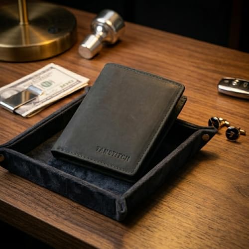 Image of TANSTITCH Slim Leather Wallet || Small,Compact, Minimalist & Thin Wallet || RFID Protected || Front Pocket Carry (Green)