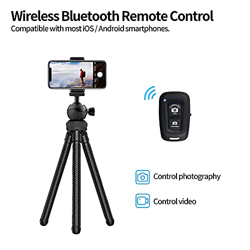 MOOWOOW Handy-Stativ, Flexibles Kamerastativ mit Handyhalter/Bluetooth-Steuerung/GoPro-Halterung, verstellbares Octopus… – Bild 3