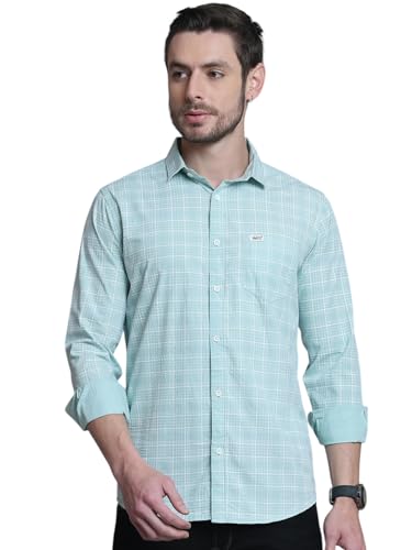 Image of Majestic Man Comfort Slim Fit Spread Collar Small Checked Cotton Casual Shirt
