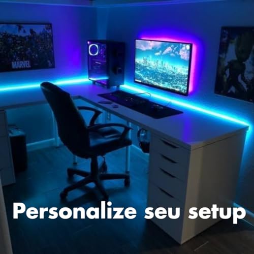 Fita LED RGB 16 Cores á Prova d' àgua 5 metros Com Fonte e Controle Remoto Gamer Festas Decoração B