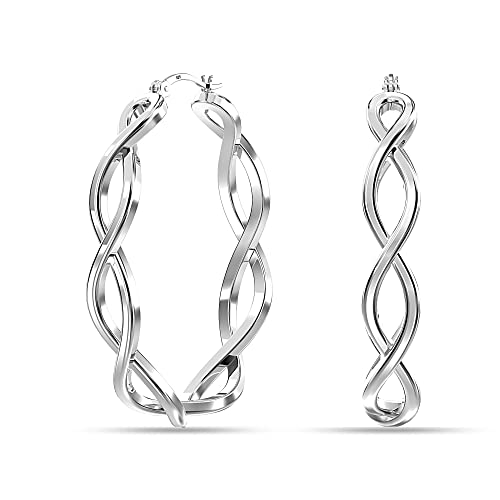 Charmsy 925 Sterling Silver Infinity Twisted Hoop Earrings for Women | 14K Gold-Plated Double Twisted Irish Celtic Knot Hypoallergenic Click-Top Hoops Earring