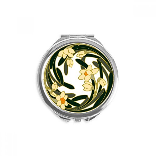 Miroir rond maquillage fait main avec finitions soignées motif chine bourgeon d'art