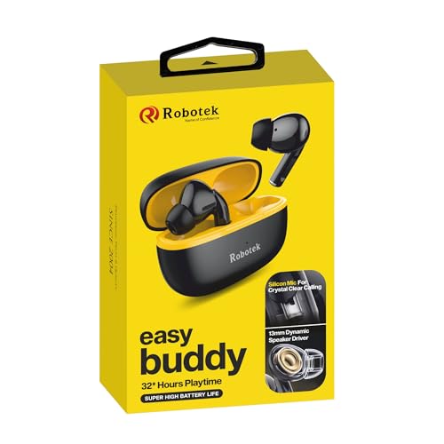 Image of Robotek EasyBuddy True Wireless Earbuds | 32 Hours Playtime, Water Resistant | Silicon mic for Crystal Clear Calling | Lightweight & Durable Design (Blue)
