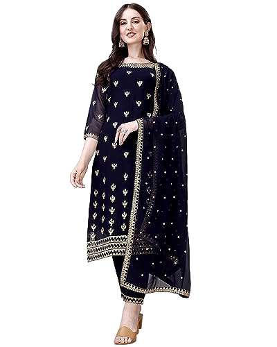Image of PATISOL Women's Georgette Kurta Set with Dupatta