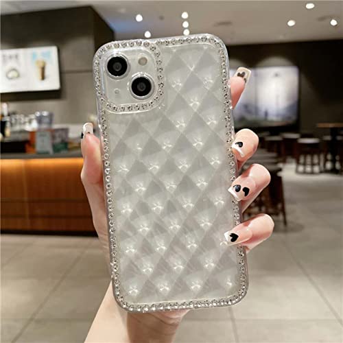 Coque iPhone 14 Pro Max luxe à placage carré brillant et strass transparent