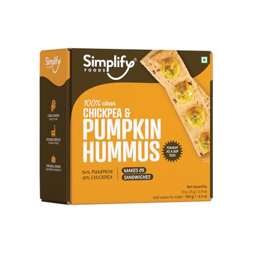 Image of Simplify Chickpea & Pumpkin Hummus - 25gm (Pack of 1) - Family Friendly | Makes 100gm for 5 Sandwich | Tasty & Easy Spread /Dip Mix with 100% Natural Ingredients
