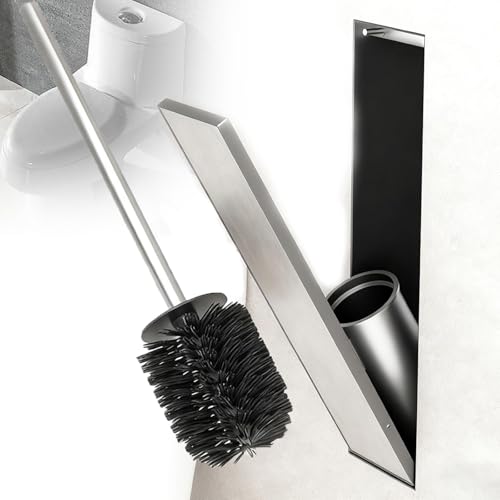 Atwynd Escobillero Empotrado Moderno, de Pie, de Acero Inoxidable 304, con Diseño Invisible, para Ducha, con Cierre Elástico, Ahorra Espacio, para Reformas de Baños