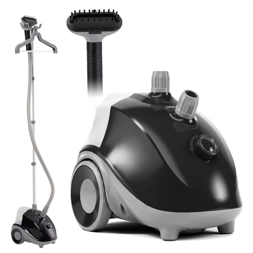 Sweetcrispy Garment Steamer for Clothes Standing, 1500W Powerful Clothes Steamer Standing with Wheels, 1.7L Water Tank for 55 Min Continuous Steaming, Professional Wrinkle Remover Heats in 45 Seconds