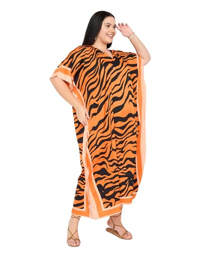 Image of Gypsie Blu Women Plus Size Kaftan Dress Beach Cover Up Maxi Dresses for Women, V-Neck Kimono Sleeve 1X-3X