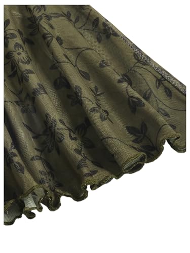 Verdusa Women's Floral Print High Waist Bodycon Ruffle Hem Fishtail Long Skirt3