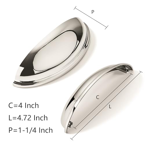 khtumeware 10 Pack 4" Drawer Pulls Polished Nickel Cabinet Cup Pulls Kitchen Hardware Cabinet Handles Drawer Handles Knobs 4 inch Hole Center by khtumeware - Used condition - Image 2