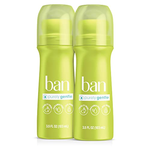 Ban Roll-On Antiperspirant Deodorant For Women And Men, Purely Gentle, For Sensitive Skin, Unscented, No White Residue, Non-Irritating, 24 Hour Odor And Wetness Protection, 3.5 Oz (Pack Of 2) #TOP8